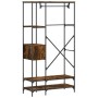 Coat rack with smoked oak engineered wood shelves by , Dresser Organizers and Bar Hangers - Ref: Foro24-847861, Price: 142,99...