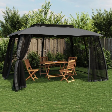 Double-roof gazebo with anthracite steel mesh walls, 3.93x2.93 m by , Tents and gazebos - Ref: Foro24-368452, Price: 255,43 €...