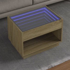 Mesa de centro con Infinity LED roble Sonoma 70x50x50 cm de , Mesas de centro - Ref: Foro24-847660, Precio: 130,99 €, Descuen...