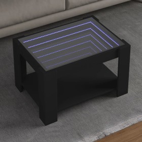 Mesa de centro con LED madera de ingeniería negro 73x53x45 cm de , Mesas de centro - Ref: Foro24-847547, Precio: 137,99 €, De...