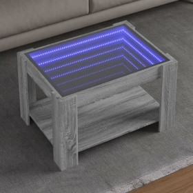 Mesa de centro y LED madera ingeniería gris Sonoma 73x53x45 cm de , Mesas de centro - Ref: Foro24-847551, Precio: 137,08 €, D...