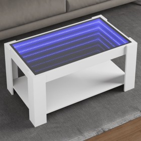 Mesa de centro con LED madera de ingeniería blanca 93x53x45 cm de , Mesas de centro - Ref: Foro24-847553, Precio: 155,17 €, D...