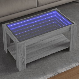 Mesa de centro y LED madera ingeniería gris Sonoma 93x53x45 cm de , Mesas de centro - Ref: Foro24-847558, Precio: 155,17 €, D...