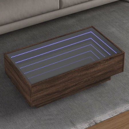 Mesa de centro y LED madera ingeniería marrón roble 90x50x30 cm de , Mesas de centro - Ref: Foro24-847524, Precio: 157,32 €, ...