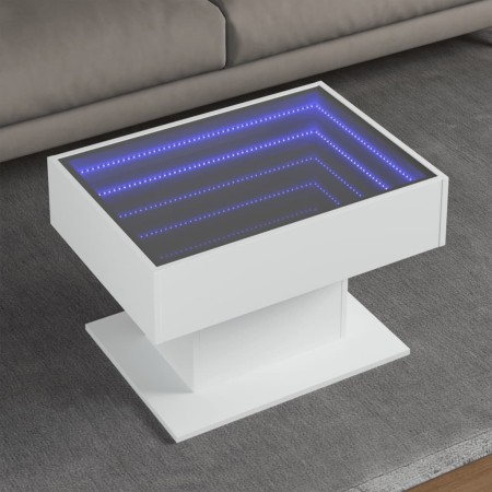 LED light white engineered wood coffee table 70x50x45 cm by , Coffee table - Ref: Foro24-847532, Price: 143,49 €, Discount: %