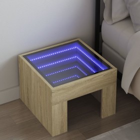 Mesita de noche con Infinity LED roble Sonoma 40x40x30 cm de , Mesitas de noche - Ref: Foro24-3284072, Precio: 68,99 €, Descu...