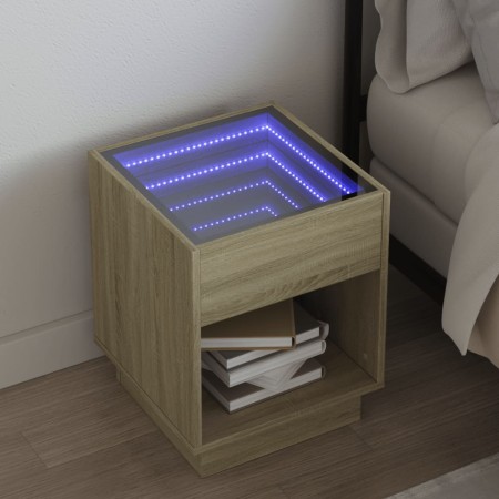 Bedside table with Infinity LED Sonoma oak 40x40x50 cm by , Nightstands - Ref: Foro24-3284079, Price: 77,94 €, Discount: %