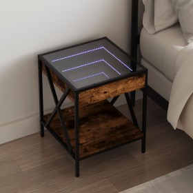 Mesita de noche con Infinity LED roble ahumado 40x40x49 cm de , Mesitas de noche - Ref: Foro24-3284098, Precio: 72,76 €, Desc...