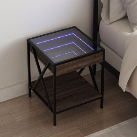 Bedside table with Infinity LED brown oak 40x40x49 cm by , Nightstands - Ref: Foro24-3284100, Price: 75,09 €, Discount: %