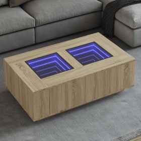 Coffee table with Infinity LED Sonoma oak 116x69x40 cm by , Coffee table - Ref: Foro24-3284058, Price: 228,99 €, Discount: %