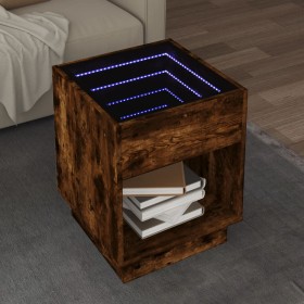 Coffee table with Infinity LED smoked oak 40x40x50 cm by , Coffee table - Ref: Foro24-847648, Price: 77,99 €, Discount: %