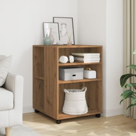 Side table with wheels, artisan-engineered wood, 55x60x78 cm by , Filing cabinets - Ref: Foro24-853163, Price: 87,99 €, Disco...