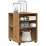 Side table with wheels, artisan-engineered wood, 55x60x78 cm by , Filing cabinets - Ref: Foro24-853163, Price: 87,73 €, Disco...