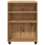 Side table with wheels, artisan-engineered wood, 55x60x78 cm by , Filing cabinets - Ref: Foro24-853163, Price: 87,73 €, Disco...