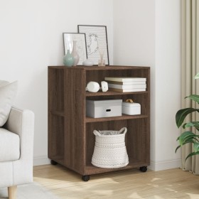 Side table with wheels, engineered wood, brown oak, 55x60x78 cm by , Filing cabinets - Ref: Foro24-853161, Price: 89,99 €, Di...