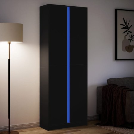 Aparador con LED madera de ingeniería negro 74x32,5x200 cm de , Aparadores - Ref: Foro24-3307892, Precio: 207,09 €, Descuento: %