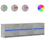 TV stand with LED lights, engineered wood in gray concrete finish, 180x34x50 cm. by , TV Furniture - Ref: Foro24-3307929, Pri...