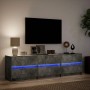 TV stand with LED lights, engineered wood in gray concrete finish, 180x34x50 cm. by , TV Furniture - Ref: Foro24-3307929, Pri...