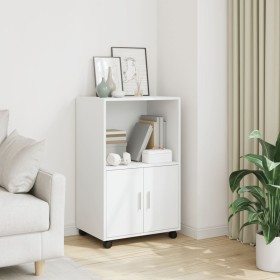 Engineered wood white cabinet with wheels 55x40x91 cm by , Sideboards - Ref: Foro24-853182, Price: 69,99 €, Discount: %