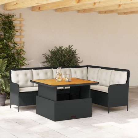 Gartensofagarnitur 2-teilig mit schwarzen Polstern aus synthetischem Rattan von , Gartensets - Ref: Foro24-3262083, Preis: 49...