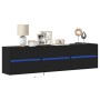 Wall-mounted TV stand with LED lights black 180x31x45 cm by , TV Furniture - Ref: Foro24-3307934, Price: 181,20 €, Discount: %