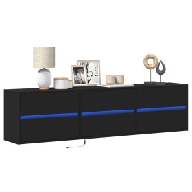 Wall-mounted TV stand with LED lights black 180x31x45 cm by , TV Furniture - Ref: Foro24-3307934, Price: 181,99 €, Discount: %