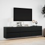 Wall-mounted TV stand with LED lights black 180x31x45 cm by , TV Furniture - Ref: Foro24-3307934, Price: 181,20 €, Discount: %