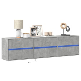 Wall-mounted TV unit with LED in concrete gray, 180x31x45 cm. by , TV Furniture - Ref: Foro24-3307936, Price: 175,99 €, Disco...