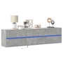 Wall-mounted TV unit with LED in concrete gray, 180x31x45 cm. by , TV Furniture - Ref: Foro24-3307936, Price: 175,09 €, Disco...