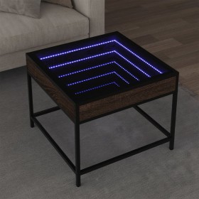 Mesa de centro con Infinity LED marrón roble 50x50x41 cm de , Mesas de centro - Ref: Foro24-847681, Precio: 84,99 €, Descuent...