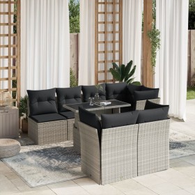 Garden sofa set 8 pieces and gray synthetic rattan cushions by , Garden sets - Ref: Foro24-3266412, Price: 635,96 €, Discount: %