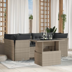 7-piece garden sofa set with light gray PE rattan cushions by , Garden sets - Ref: Foro24-3266382, Price: 593,78 €, Discount: %