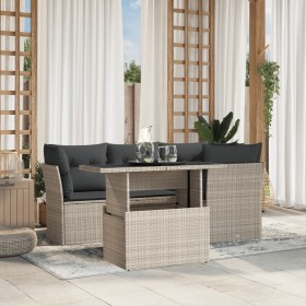 Garden sofa set and cushions 5 pieces light gray synthetic rattan by , Garden sets - Ref: Foro24-3266562, Price: 430,92 €, Di...