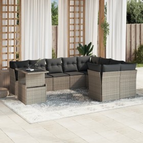 Gartensofa-Set, 10-teilig, mit Kissen, aus hellem grauen Kunststoff-Rattan. von , Gartensets - Ref: Foro24-3266852, Preis: 76...