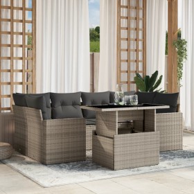 7-piece garden sofa set with light gray PE rattan cushions by , Garden sets - Ref: Foro24-3267132, Price: 584,27 €, Discount: %