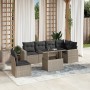 7-piece garden sofa set with light gray PE rattan cushions by , Garden sets - Ref: Foro24-3267312, Price: 554,10 €, Discount: %