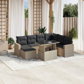 Garden sofa set 8 pieces and gray synthetic rattan cushions by , Garden sets - Ref: Foro24-3267442, Price: 604,96 €, Discount: %