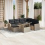 Garden sofa set 8 pieces and gray synthetic rattan cushions by , Garden sets - Ref: Foro24-3267442, Price: 604,43 €, Discount: %