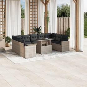 Set sofás jardín 10 pzas con cojines ratán sintético gris claro de , Conjuntos de jardín - Ref: Foro24-3267482, Precio: 774,0...