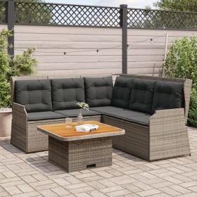 Gartenmöbel-Set 4-teilig mit grauen Polstern aus synthetischem Rattan von , Gartensets - Ref: Foro24-3262146, Preis: 646,70 €...