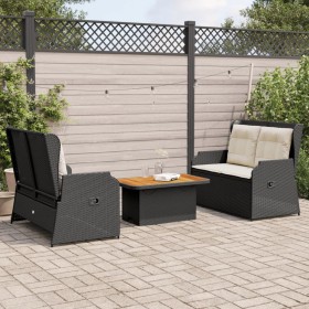 3-teiliges Gartenmöbel-Set und Kissen aus schwarzem Kunststoff-Rattan von , Gartensets - Ref: Foro24-3262747, Preis: 504,10 €...