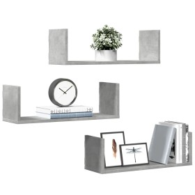 Wall shelves 2 units engineered wood gray concrete 58x18x18cm by , Shelves and shelves - Ref: Foro24-853284, Price: 29,99 €, ...