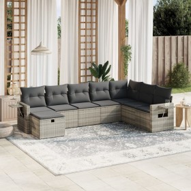 Garden sofa set 8 pieces and gray synthetic rattan cushions by , Garden sets - Ref: Foro24-3263898, Price: 562,21 €, Discount: %