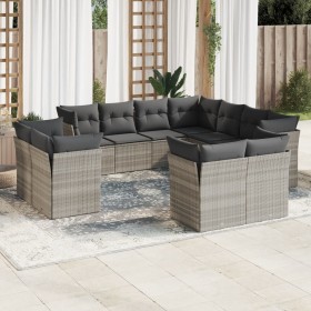 Gartensofagarnitur 11-teilig mit grauen Polstern aus synthetischem Rattan von , Gartensets - Ref: Foro24-3218512, Preis: 844,...