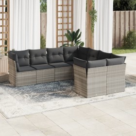 Garden sofa set 8 pieces and gray synthetic rattan cushions by , Garden sets - Ref: Foro24-3218592, Price: 591,99 €, Discount: %