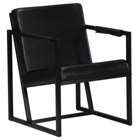 Sillón de cuero auténtico negro de , Sillones - Ref: Foro24-247801, Precio: 244,99 €, Descuento: %