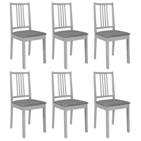 Solid wood dining chairs with gray cushions, 6 units by , dining chairs - Ref: Foro24-276407, Price: 310,05 €, Discount: %