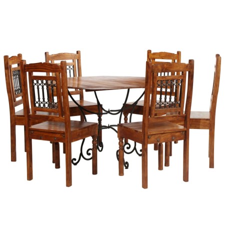 Esstisch-Set, 7-teilig, Massivholz aus Akazie. von , Möbelsets für Küchen und Esszimmer - Ref: Foro24-275338, Preis: 965,59 €...