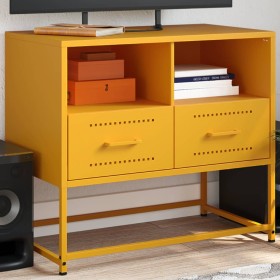 Steel TV stand in mustard yellow, 68x39x60.5 cm by , TV Furniture - Ref: Foro24-846551, Price: 90,04 €, Discount: %