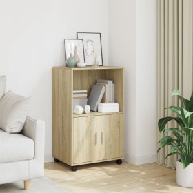 Rolling oak Sonoma wood cabinet 55x40x91 cm by , Sideboards - Ref: Foro24-853184, Price: 67,43 €, Discount: %